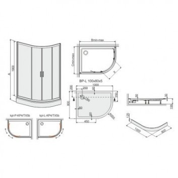 Sprchový kout asymetrické Sanplast TX 80x100 cm s vaničkou akrylowym kpl-P-KP4/TX5b-80x100 pravá stříbrný profil lesklý, sklo transparentní- sanitbuy.pl