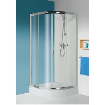 Čtvercový sprchový kout Sanplast KP4/TX5b+BPza čtvrtkruhový spolu s vaničkou, výška2030 mm, čiré sklo, stříbrný profil lesklý- sanitbuy.pl
