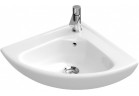 Umyvadlo Villeroy & Boch O.Novo, malá rohová, Bílý Alpin, 41,5 mm, 1otvorová, z přepadem