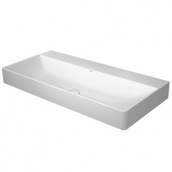 Umyvadlo na postavení na desku Duravit DuraSquare 100x47 cm s 3 otvory na baterii, bez přepadu bílá- sanitbuy.pl