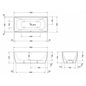 Vana obdélníková přístěnná Duravit DuraSquare 180x80 cm z bezszwową obudową, bílá - sanitbuy.pl