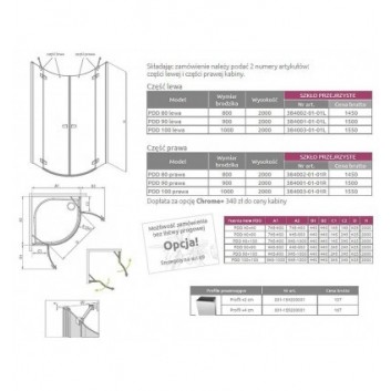 Sprchový kout asymetrické 100x80 Fuenta New PDD Radaway profil chrom, sklo čiré- sanitbuy.pl