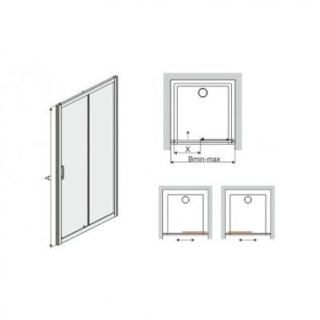 Dveře wnękowe Sanplast TX 120 cm D2/TX5b-120 posuvné, stříbrný profil lesklý, sklo transparentní- sanitbuy.pl