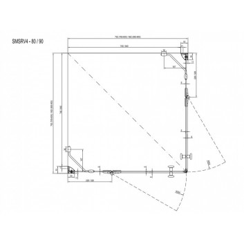 Sprchový kout obdélníková Ravak SmartLine SMSRV4 80x80x190 cm s povrchem AntiCalc, profile chrom sklo čiré - sanitbuy.pl