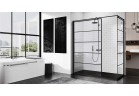 Stěna - Walk-in Novellini Kuadra H Black 100 cm, profil černá, sklo čiré, vzor pasy