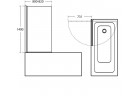 Vanová zástěna Ideal Standard Connect pravoúhlý 80x140, stříbrný profil, čiré sklo