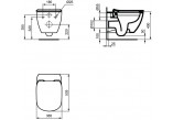 Mísa WC Ideal Standard Tesi 53,5x36,5cm závěsná bez splachovacího okruhu bílá + sedátko Ideal Standard Tesi pomalu sklápěcí 