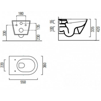 Mísa WC GSI Norm 55x36cm závěsná bez splachovacího okruhu se sedadlem s pozvolným sklápěním + souprava mocujący, bílá- sanitbuy.pl