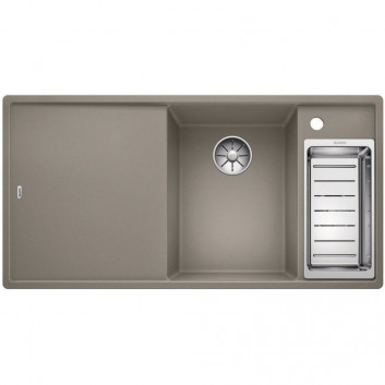 Zlew konglomeratowy + sedátko dřevěná AXIA III 6 S Blanco Silgranit pravá komora 1000x510mm šampaňské- sanitbuy.pl