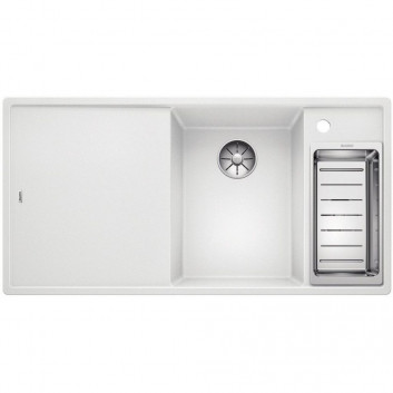 Zlew konglomeratowy + sedátko skleněné AXIA III 6 S Blanco Silgranit pravá komora 1000x510mm perłowoszary - sanitbuy.pl