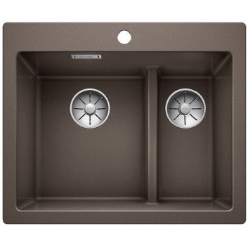 Zlew konglomeratowy Pleon 5 Split Blanco Silgranit 615x510 mm 2x zátka InFino z sitkiem, muszkat- sanitbuy.pl