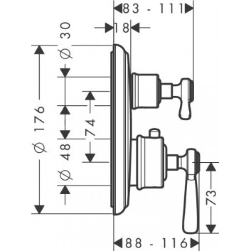 Sprchová baterie Axor Montreux termostatická podomítková 2 přijímače s uzavíracím ventilem , chrom- sanitbuy.pl