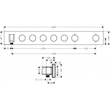 Modul termostatický Axor Select 600/90 do 4 přijímačů, podomítkový, chrom- sanitbuy.pl