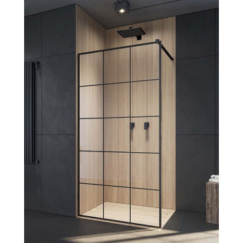 Sprchový kout Walk-In Radaway Modo New Black II Factory 130, sklo čiré, wys. 200cm, profil černá- sanitbuy.pl