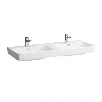 Umyvadlo dvojitá Laufen Pro S, 120x46, otwory na baterie, Laufen Clean Coat, bílý