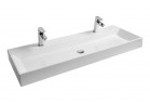 Umyvadlo dvojitá Ravak Natural Duo 120x45 cm bez přepadu s otvorem pod baterię - bílá 