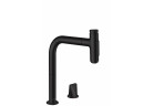 Dřezová baterie 2otvorová Hansgrohe M7120-H200, páková, výsuvná sprcha, černá matnáný