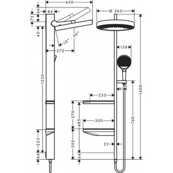 Sprchový sada Hansgrohe Showerpipe Rainfinity 360 1jet, podomítková montáž, chrom