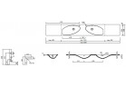 Umyvadlo dvojitá nábytková/závěsná/regulowana Marmorin Ugo Duet, 1535-2500x400x137 mm na míru bílá 