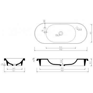 Umyvadlo Marmorin Pia 900 92x36 cm