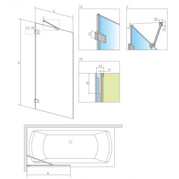 Dveře sprchové Radaway Nes KDS II 120, levé, 1200x2000mm, stříbrná profil