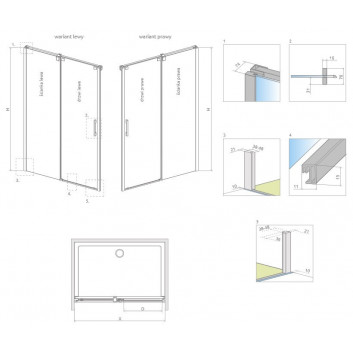 Dveře sprchové Radaway Nes KDS II 120, levé, 1200x2000mm, stříbrná profil