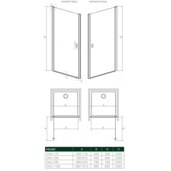 Přední plocha pro sprchový kout Radaway Nes 8 Black KDS I 140, dveře levé, sklo čiré, 1400x2000mm, černá profil