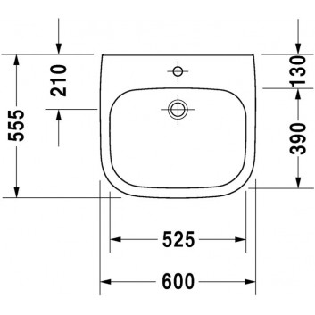 Umyvadlo stěnová Duravit D-Code Vital, 60x56cm, otvor pod baterię, z přepadem, bílá