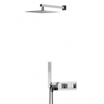 Sprchový set Bruma Adamastor, podomítkový, horní sprcha 250x250mm s ramenem nástěnným 350mm, sluchátko 1-funkční, chrom