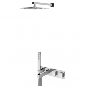 Sprchový set Bruma Adamastor, podomítkový, horní sprcha 250x250mm s ramenem nástěnným 350mm, sluchátko 1-funkční, chrom