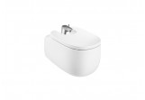 Závěsný bidet Roca Beyond, 58x40cm, s otvory pod pokrywę, bílý