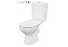 Kompakt WC Cersanit Arteco CleanOn, bezkołnierzowa mísa, 66,5x36cm, polipropylenowa sedadlo s pozvolným sklápěním, odtok vodorovný, doprowadzenie vody z boku, bílý