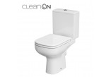 Kompakt WC Cersanit City CleanOn, 67x37,5cm, mísa bezkołnierzowa, sedátko slim duroplastowa pomalu sklápěcí, odtok vodorovný, doprowadzenie vody od boku, bílý