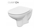 Mísa zawieszana Cersanit Arteco CleanOn, bezkołnierzowa, zaoblená, 52,8x35,5cm, polipropylenowa sedadlo s pozvolným sklápěním, bílá