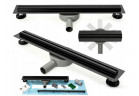 Lineární odtok Rea Neo Slim Pro Black, 100 cm, se sifonem, nóżkami i mankietem uszczelniającym, černá