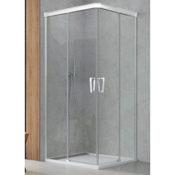 Dveře sprchové SanSwiss Cadura CAE2, levé, 900x2000mm, sklo čiré, posuvné dveře, stříbrný lesklý profil