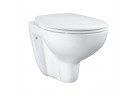 Závěsné wc Grohe Bau Ceramic, 53x37cm, bez kołnierza, se sedadlem s pozvolným sklápěním, alpská bílá
