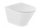 Mísa podvěsná WC Roca Gap Rimless Round, 54x35,5cm, bez kołnierza, se sedadlem s pozvolným sklápěním slim duroplast, bílá