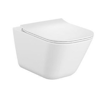 Mísa podvěsná WC Roca Gap Rimless Round, 54x35,5cm, bez kołnierza, se sedadlem s pozvolným sklápěním slim duroplast, bílá