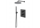 Sprchový set Vicario, podomítkový, baterie termostatická, horní sprcha 20cm, černá matnáný