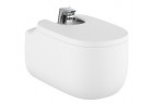 Závěsný bidet Roca Beyond, 58x40cm, s otvory pod pokrywę, bílý matnáný