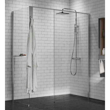 Sprchový kout Walk-In Novellini Kaudra H+H Frame, 180x100cm, pravé, s věšákem na ručník, bílý profil matnáný