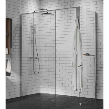 Sprchový kout Walk-In Novellini Kaudra H+H Frame, 120x70cm, pravé, s poličkou, bílý profil matnáný