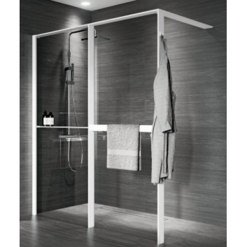 Sprchová zástěna Walk-In do niky Novellini Kaudra HN Frame, 180x200cm, pravé, bílý profil matnáný