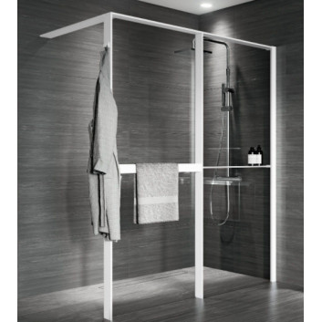 Sprchová zástěna Walk-In do niky Novellini Kaudra HN Frame, 180x200cm, pravé, bílý profil matnáný