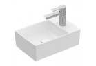 Umyvadlo na postavení na desku Villeroy&Boch Memento 2.0, 40x26cm, obdélníková, bez přepadu, otvor na baterii, Weiss Alpin