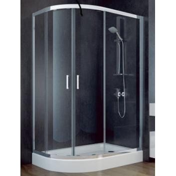 Sprchový kout asymetrické Besco Modern 185, 100x80cm, sklo čiré, profil chrom