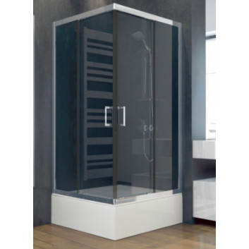 Sprchový kout kwadrotowa Besco Modern 185, 80x80cm, sklo čiré, profil chrom