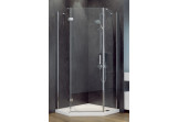 Sprchový kout pětiúhelníkový Besco Viva 195, 90x90cm, levá, sklo čiré, profil chrom