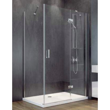 Sprchový kout čtvercová Besco Viva 195, 80x80cm, pravá, sklo čiré, profil chrom